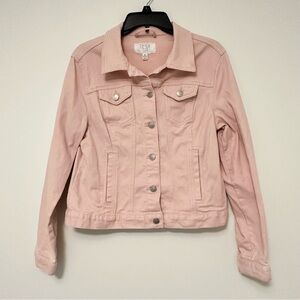 Time and Tru Pink Jean Jacket Women's Denim Jacket Size Medium Button Down